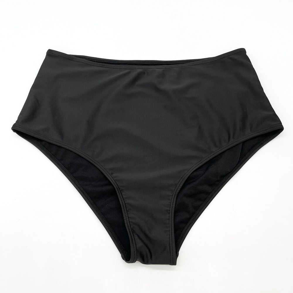 SHEIN Bikini Bottoms Womens‎ 0XL 12 Black High Waisted Minimalist Basic Swim